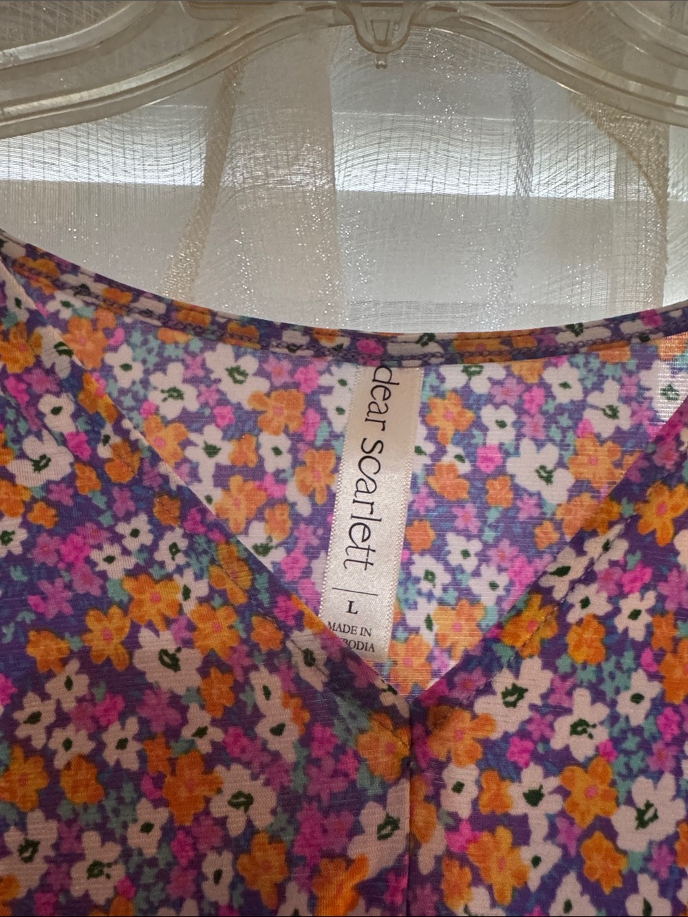 Floral V-Neck Purple Tunic Top - Picture 2 of 5
